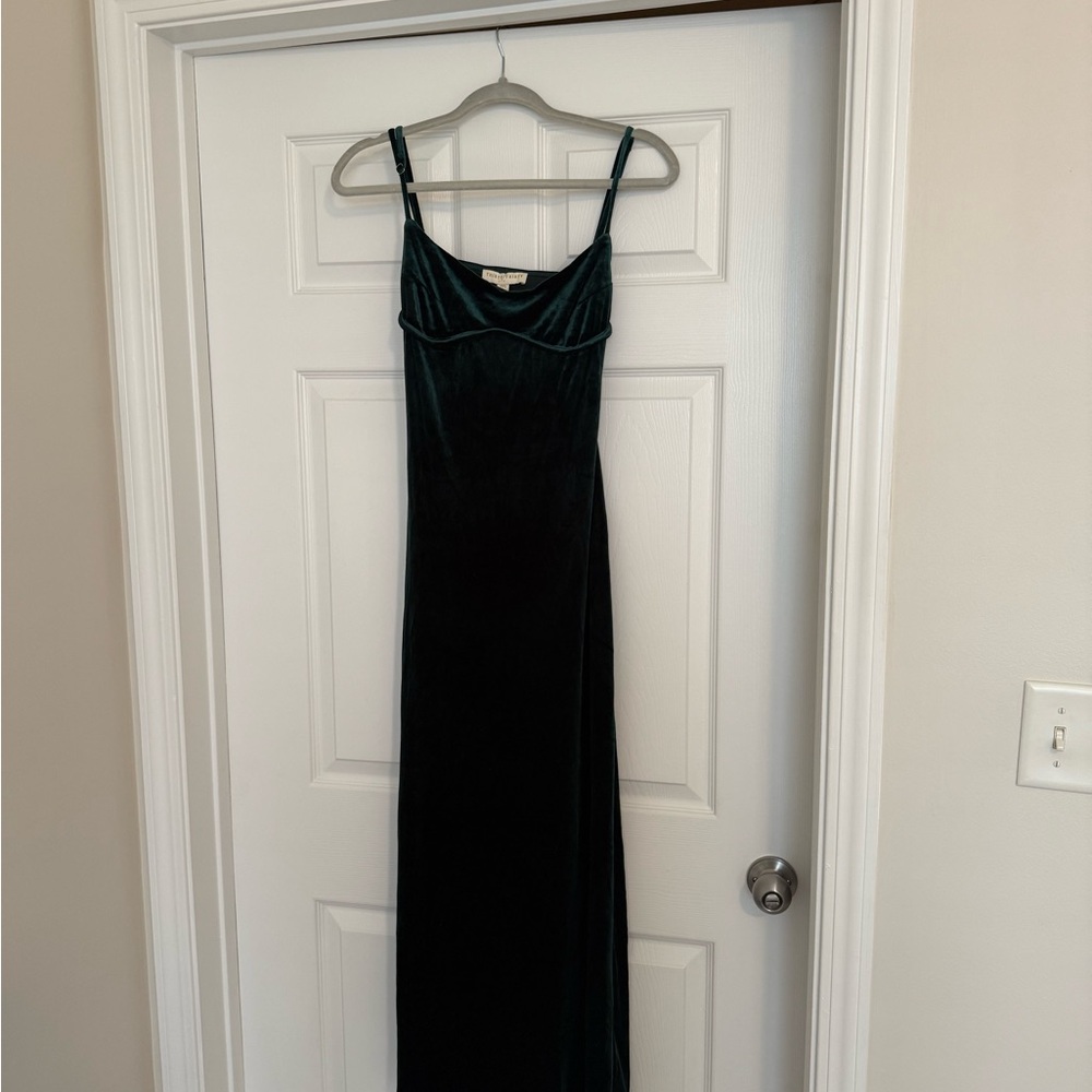 Sophisticated Deep Green Velvet Maxi Dress